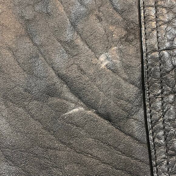 Leather Works Genuine Leather Motorcycle Biker Vest Size 42 Black Patches Men - Picture 4 of 9